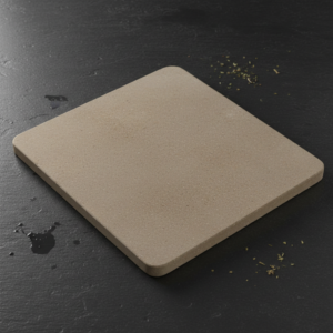 Rectangular cordierite pizza stone 38x30cm on dark background
