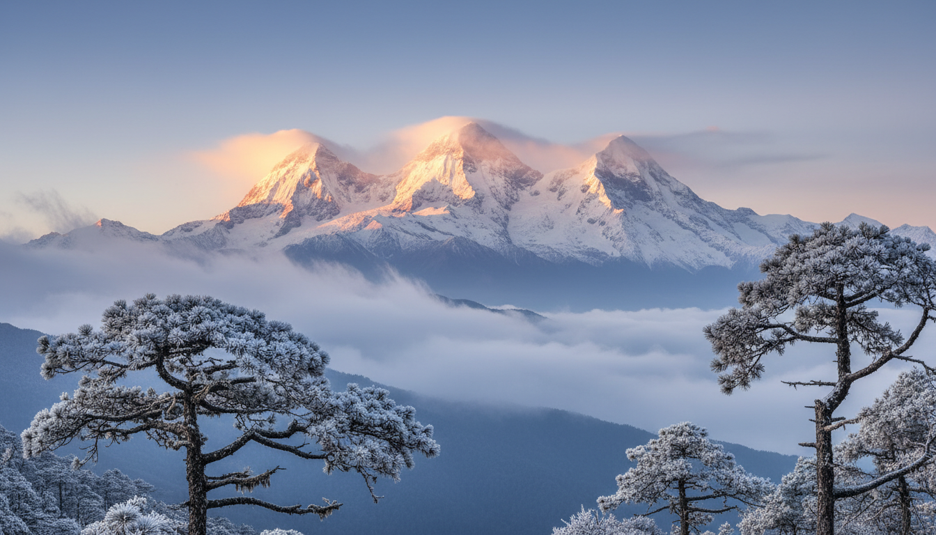 Три вершины Канченджунги в тумане