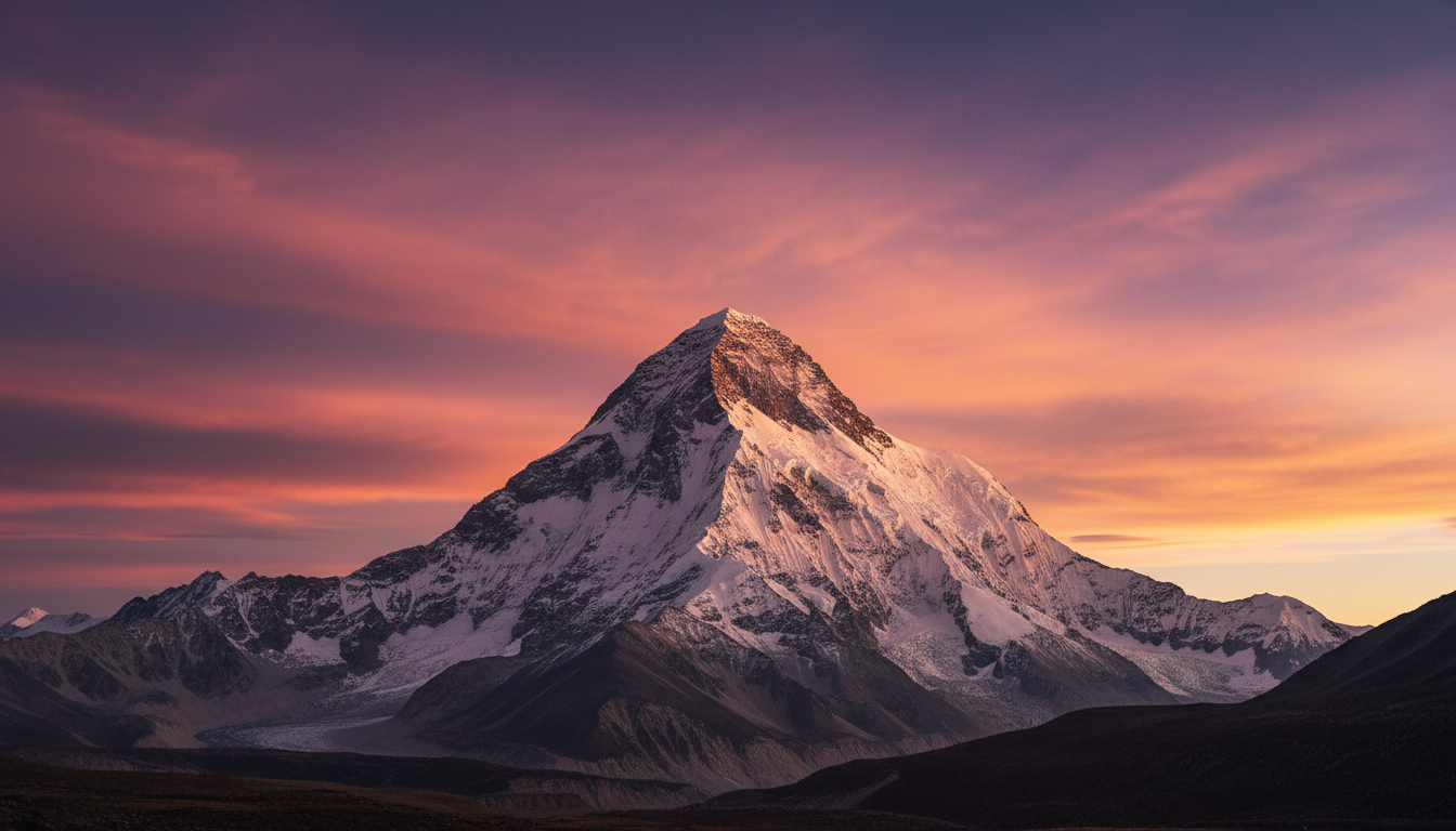 Изолированная пирамида Макалу на закате
