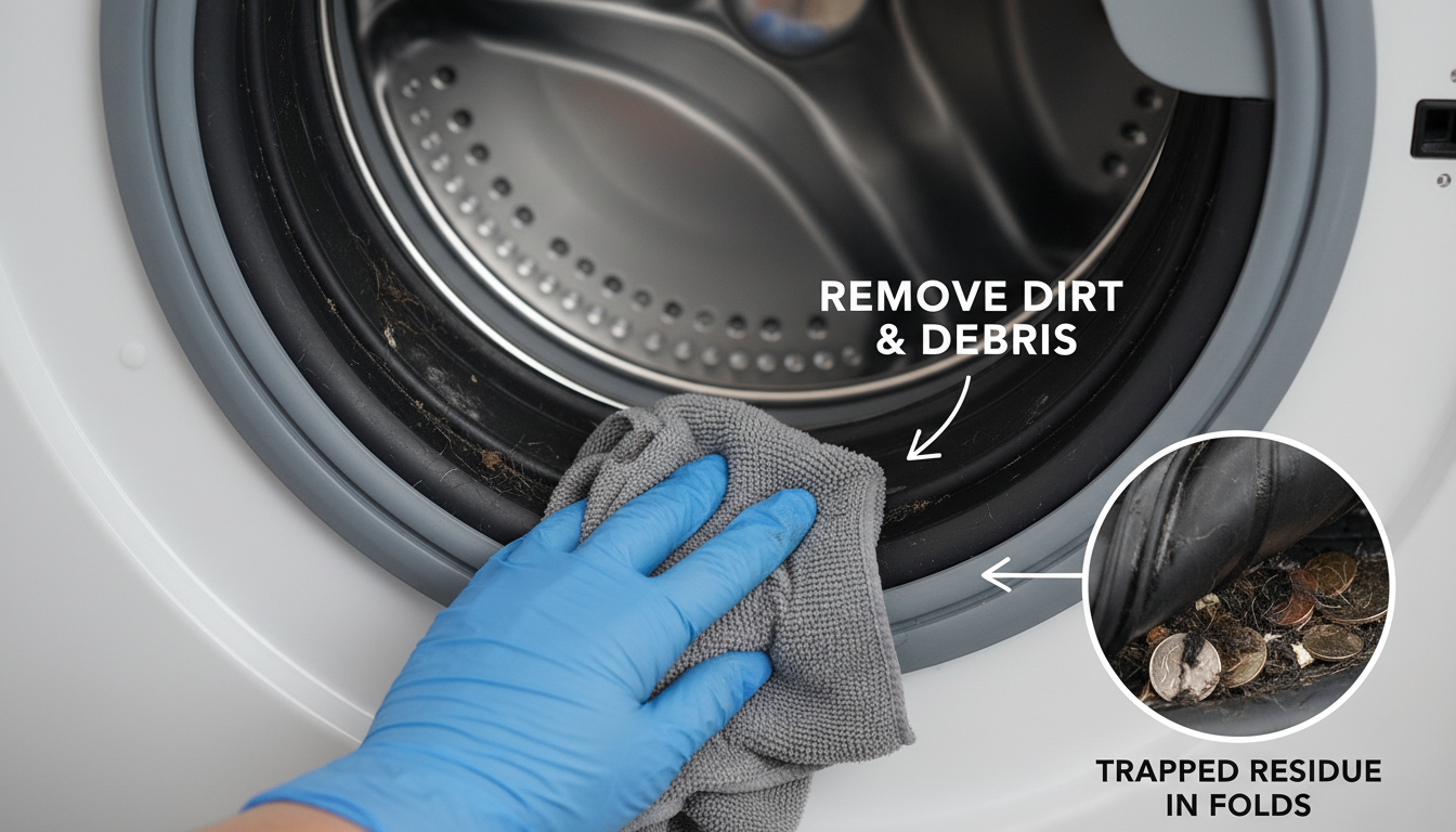 Cleaning the rubber gasket of the washing machine door