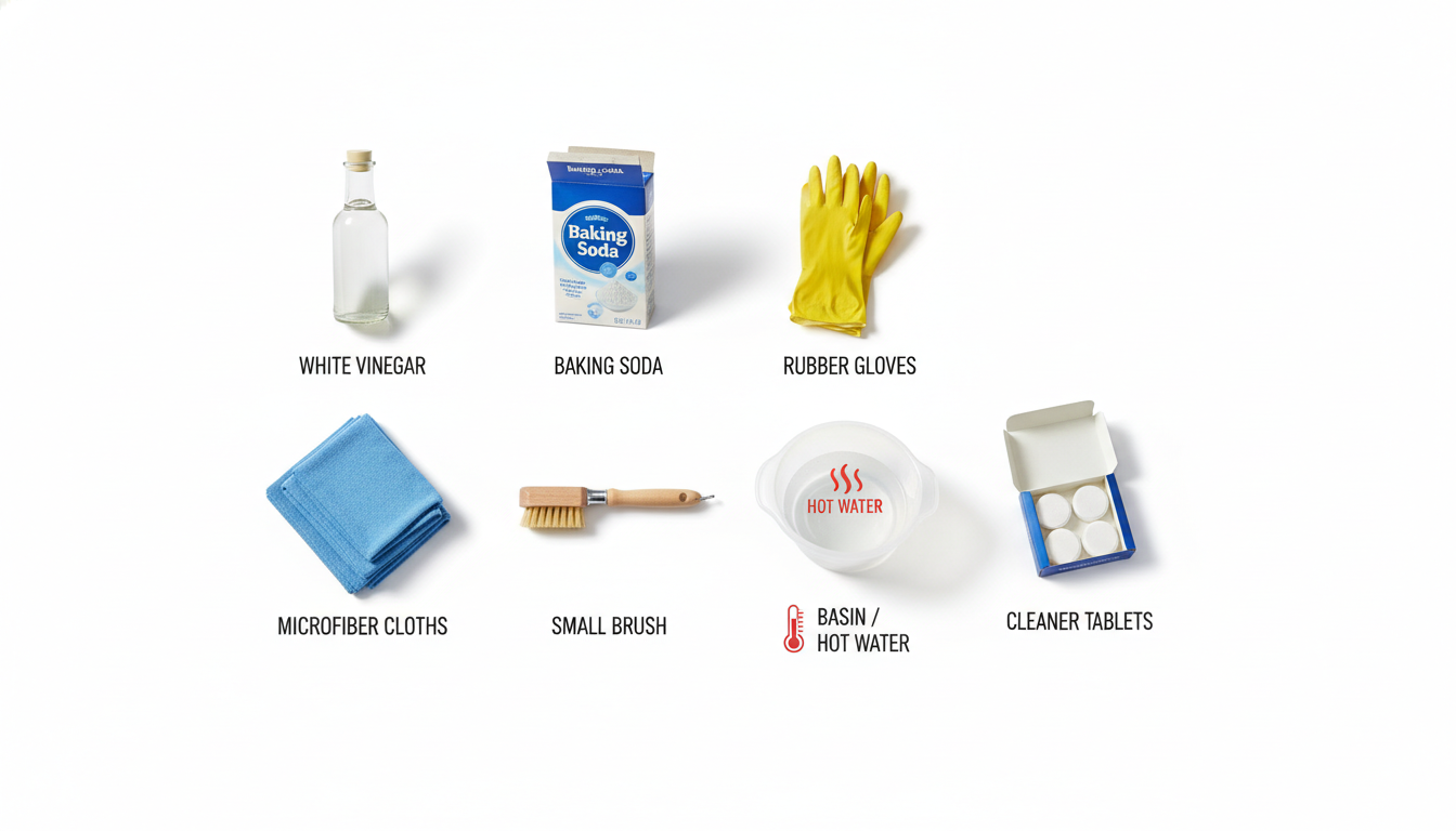 Tools and supplies needed for washing machine cleaning